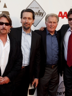 Emilio Estevez, Ramon Estevez, Martin Sheen, and Charlie Sheen attend AARP’s Movies For Grown Ups Film Festival screening of ‘The Way’ at Nokia Theatre L.A. Live in Los Angeles on September 23, 2011