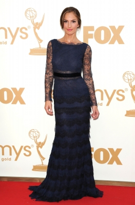 Minka Kelly stuns in blue at the 63rd Primetime Emmy Awards held at Nokia Theatre L.A. Live in Los Angeles on September 18, 2011