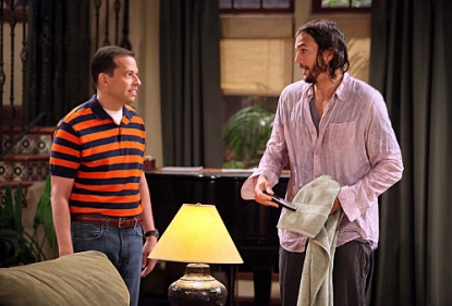 Alan Harper (Jon Cryer) and Walden Schmidt (Ashton Kutcher) on “Two and a Half Men”