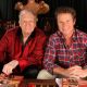 Hugh Hefner and Access’ own Billy Bush smile during an interview in Los Angeles on September 12, 2011