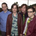 Pat Wilson, Brian Bell, Mikey Welsh and Rivers Cuomo of Weezer in June, 2001