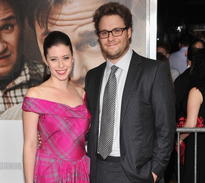 Seth Rogen and Lauren Miller attend the premiere of ‘50/50’ at the Ziegfeld Theater in New York City on September 26, 2011 