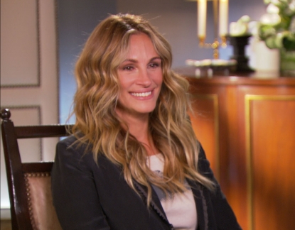 Julia Roberts chats with Access Hollywood Live’s Billy Bush and Kit Hoover on October 10, 2011