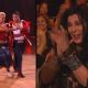 Chaz Bono and Lacey Schwimmer compete on ‘Dancing with the Stars’ (left) and Cher cheers them on (right), Oct. 10, 2011