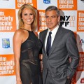 Stacy Keibler and George Clooney step out at the 49th Annual New York Film Festival screening of ‘The Descendants’ in New York City on October 16, 2011 