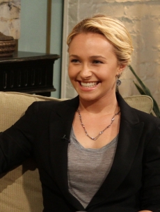 Hayden Panettiere chats with Billy Bush and Kit Hoover on Access Hollywood Live, Burbank, Calif., on October 13, 2011  