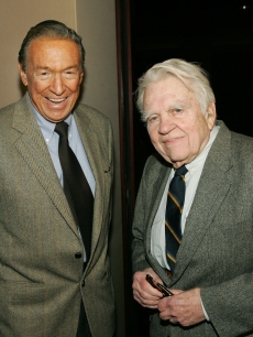 Mike Wallace and Andy Rooney attend the screening of ‘Enron: The Smartest Guys in the Room’ at the MGM screening room in New York City on April 13, 2005      