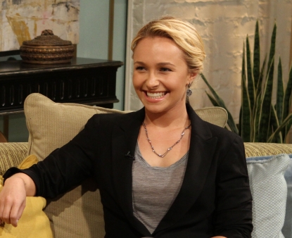 Hayden Panettiere chats with Billy Bush and Kit Hoover on Access Hollywood Live, Burbank, Calif., on October 13, 2011  