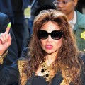 La Toya Jackson gestures on arrival outside the courthouse ahead of the announcement of the verdict from his doctor’s trial in Los Angeles on November 7, 2011 