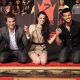 Robert Pattinson, Kristen Stewart and Taytlor Lautner show off their handy work at the Hand and Footprint Ceremony at Grauman’s Chinese Theatre on November 3, 2011 in Hollywood