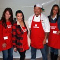 Jennifer Love Hewitt, Kim Kardashian, Kogi BBQ chef Roy Choi and Zoe Saldana attend the Los Angeles Mission’s 75th anniversary celebration and serving of it’s traditional Thanksgiving meal at the Los Angeles Mission on November 23, 2011