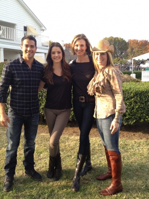 Access Hollywood Correspondent Jill Martin with Jesse Metcalfe, Brenda Strong, and Julia Gonzalo on the set of TNT’s ‘Dallas’ reboot, Texas, Nov. 14, 2011