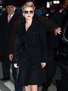Scarlett Johansson arrives at the ‘Late Show With David Letterman’ at the Ed Sullivan Theater, New York City, on December 12, 2011

