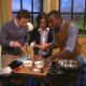 Chef Marcus Samuelsson shows Billy Bush and Kit Hoover how to make Swedish meatballs on Access Hollywood Live on December 2, 2011