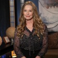Patrick Swayze’s widow, Lisa Niemi, poses backstage on the set of Access Hollywood Live on January 9, 2012
