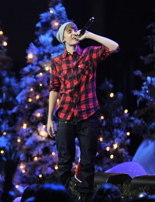 Justin Bieber performs in concert for a special acoustic Christmas show in Toronto at Massey Hall on December 21, 2011