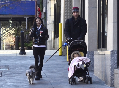 Bethenny Frankel and Jason Hoppy are seen with daughter Bryn on the streets of Manhattan in New York City on January 2, 2012