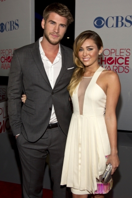 Liam Hemsworth and Actress Miley Cyrus attends People’s Choice Awards 2012 at Nokia Theatre LA Live in Los Angeles on January 11, 2012