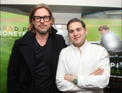 Brad Pitt and Jonah Hill are seen a ‘Moneyball’ screening and Q&A at Sony Pictures Studios in Culver City, Calif. on December 19, 2011