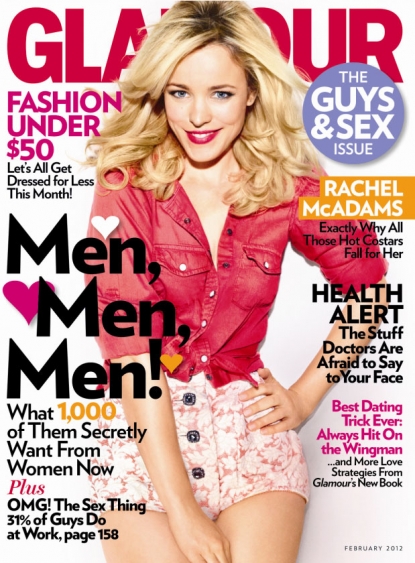Rachel McAdams on the February 2012 cover of Glamour magazine