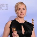 Winner for Best Performance by an Actress in a Mini-series or Motion Picture Made for Television (for ‘Mildred Pierce’) Kate Winslet poses with the trophy at the 69th annual Golden Globe Awards at the Beverly Hilton Hotel in Beverly Hills, January 15, 2012