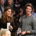 Maria Shriver and Patrick Schwarzenegger are seen at a game between the Dallas Mavericks and the Los Angeles Lakers at Staples Center in Los Angeles on January 16, 2012