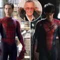 Tobey Maguire and Andrew Garfield as Spider-Man / inset: Stan Lee