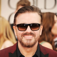 Ricky Gervais arrives at the 69th Annual Golden Globe Awards held at the Beverly Hilton Hotel on January 15, 2012 in Beverly Hills