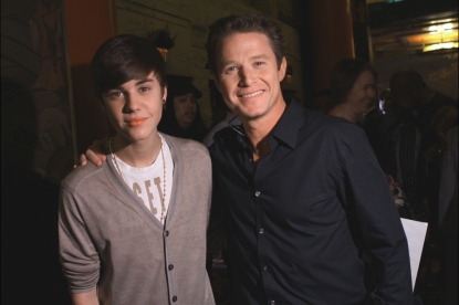 Justin Bieber with Billy Bush at the Michael Jackson hand and footprint ceremony at Grauman’s Chinese Theatre, January 26, 2011