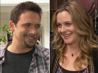 Alicia Silverstone and Jeremy Sisto on the set of ‘Suburgatory’ in Los Angeles on January 25, 2012