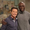 Seal and Billy Bush pose on the set of Access Hollywood Live on January 27, 2012