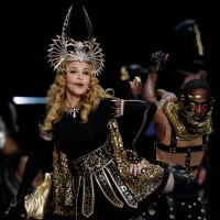 Madonna performs during the  Super Bowl XLVI Halftime Show at Lucas Oil Stadium on February 5, 2012