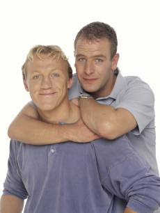 Jerome Flynn and Robson Green  pose at a studio session, London, on August 01, 1998