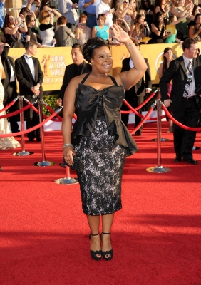 Amber Riley arrives at the 18th Annual Screen Actors Guild Awards at The Shrine Auditorium in Los Angeles on January 29, 2012 