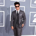 Bruno Mars makes a fashion statement with his vintage-inspired shades and suit at the 54th Annual Grammy Awards held at Staples Center in Los Angeles on February 12, 2012