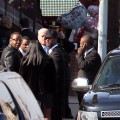 Bobby Brown and entourage exit Whitney Houston’s funeral in Newark, New Jersey, on February 18, 2012