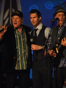 The Beach Boys perform with Maroon 5 at The 54th Annual Grammy Awards at Staples Center in Los Angeles on February 12, 2012