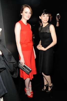 Emma Stone and Rooney Mara attend the Fall 2012 Calvin Klein Collection fashion show in New York City on February 16, 2012
