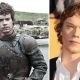 Alfie Allen as Theon Greyjoy (left) and at the January 2012 Golden Globes (right)
