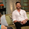 Kit Hoover and guest co-host Chris Harrison interview Maksim Chmerkovskiy on Access Hollywood Live, Burbank, March 5, 2012