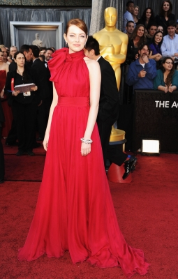Emma Stone looks radiant in red at the 84th Annual Academy Awards held at the Hollywood & Highland Center in Hollywood, Calif. on February 26, 2012 