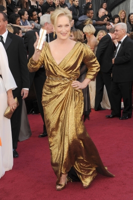 Meryl Streep shines in gold at the 84th Annual Academy Awards held at the Hollywood & Highland Center in Hollywood, Calif. on February 26, 2012 