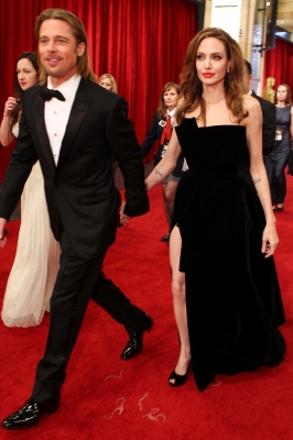 Brad Pitt and Angelina Jolie arrive at the 84th Annual Academy Awards held at the Hollywood & Highland Center, Hollywood, on February 26, 2012