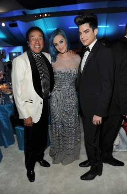 Smokey Robinson, Katy Perry, and Adam Lambert attend the 20th Annual Elton John AIDS Foundation Academy Awards Viewing Party at The City of West Hollywood Park, West Hollywood, on February 26, 2012