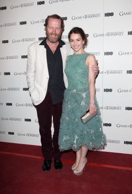 Iain Glen and Emilia Clarke attend the DVD launch of the complete first season of ‘Game Of Thrones’ at Old Vic Tunnels, London, on February 29, 2012