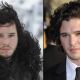 Kit Harington as Jon Snow (left) and at the Golden Globes (right)
