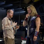Joss Whedon directs Chris Hemsworth in this still from the set of ‘Marvel’s The Avengers’