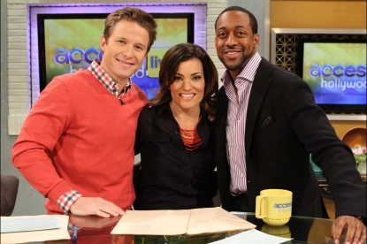 Billy Bush, Kit Hoover and Jaleel White smile on Access Hollywood Live on March 21, 2012