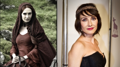 Carice van Houten as Melisandre (left) and Carice van Houten at the Netherlands film festival in September 2011 (right)