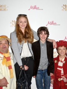 Maisie Williams, Sophie Turner and Isaac Hempstead-Wright attends the ‘Mirror Mirror’ UK Premiere at the Empire Cinema, London, on March 25, 2012
